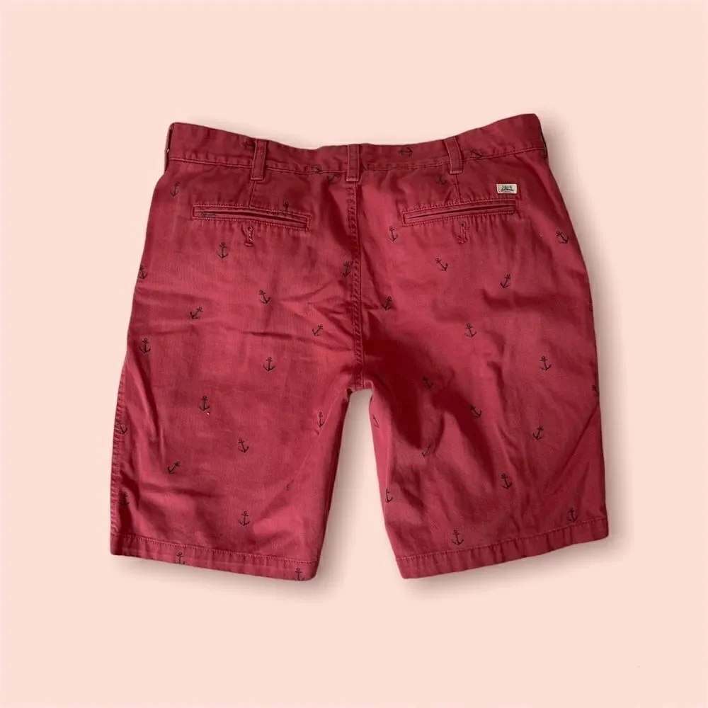 Izod Saltwater Flatfront Red Anchor Mens 36 Shorts
